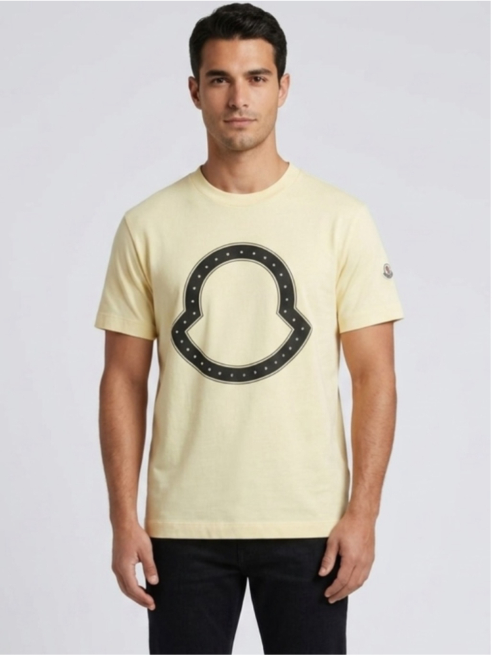 Moncler Pale Yellow Short Sleeve Logo T-Shirt